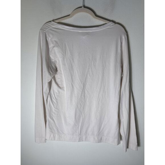 Athleta Off White Long Sleeve Wide Neck Sz L - Picture 2 of 2